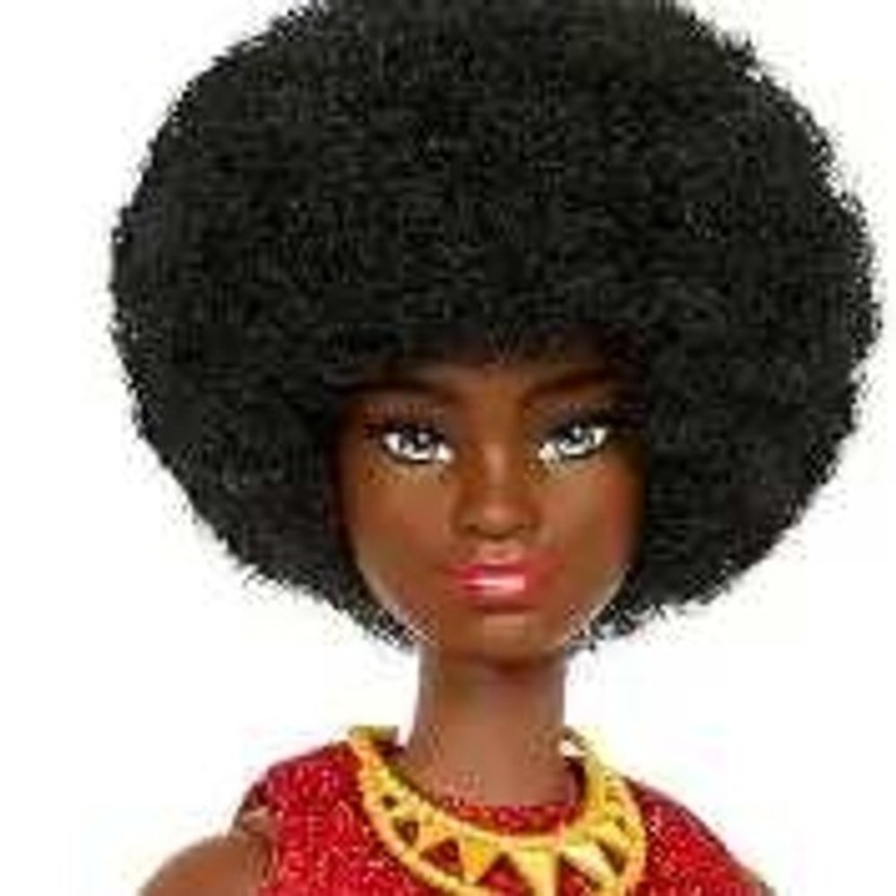 Barbie Fashionistas Doll HRH18 Afro Hair Red Glitter Dress Mattel New 2024